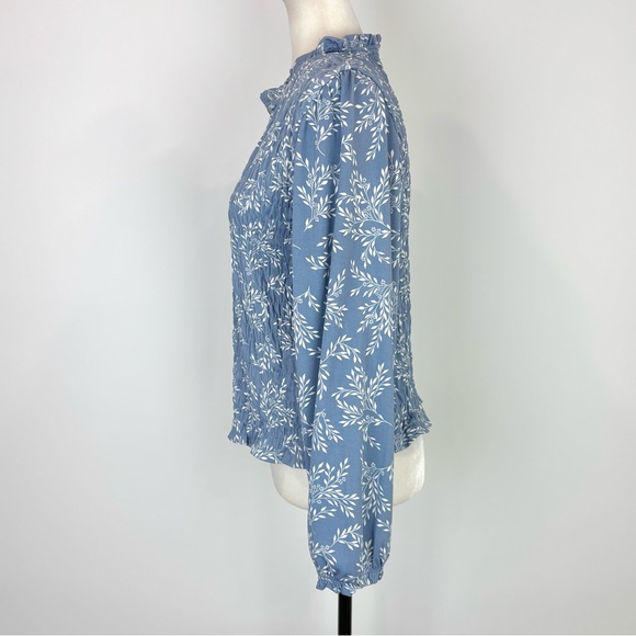 Jules & Leopold blue floral smocked blouse - Picture 4 of 7